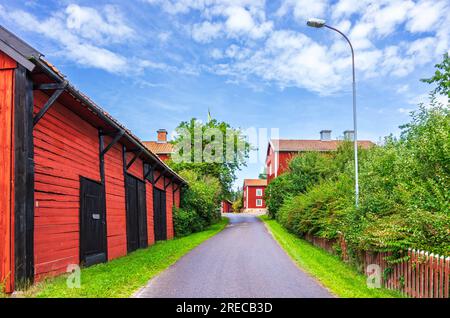 Pittoresco villaggio di Lunds By nella comunità di Gladhammar fuori Västervik, Kalmar län, Svezia. Foto Stock