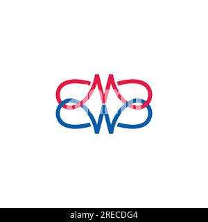 vettore del logo colorato collegato al loop mw letter Illustrazione Vettoriale