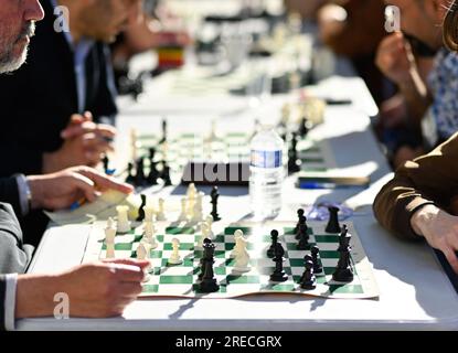 Lione (Francia centro-orientale), 2022/04/27: Partite di scacchi al club di scacchi “Lyon Olympique Echecs” Foto Stock