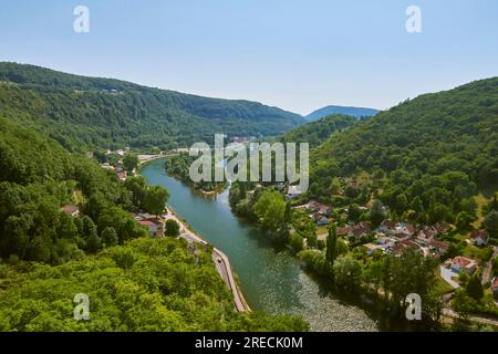 Besancon (Francia nord-orientale): Anse del fiume Doubs, rive del fiume vicino a Mazagran Foto Stock