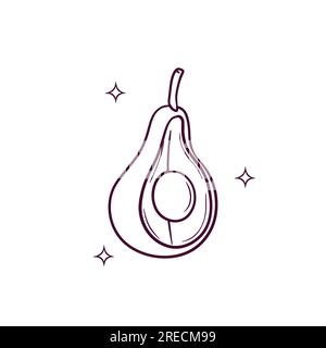 Avocado disegnato a mano. Illustrazione dello schizzo vettoriale di Doodle Illustrazione Vettoriale