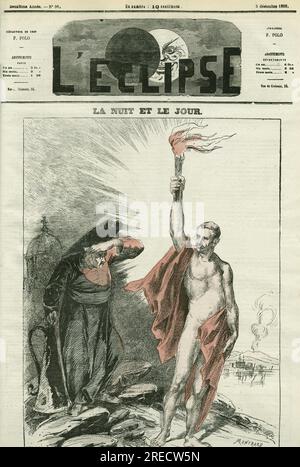 'La nuit et le jour', ou 'le Concile de Rome et le concile de Naples'. Couverture in 'l'Eclipse' par Montbard, le 5 dicembre 1869, Parigi. Foto Stock