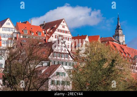 Tübingen Altstadt con castello Foto Stock