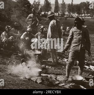 Premiere Guerre mondiale, vie quotidienne d'une troupe de tirailleurs Senegalais dans l'Armée Francaise. Photographie, 1914-1918, Parigi. Foto Stock