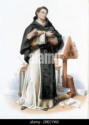Portrait de Saint Bernard de Clairvaux (San Bernardo di Chiaravalle) (1090 - 1153) - in 'Le Plutarque francais" ed. Mennechet, 1844-47 Foto Stock