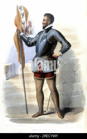 Portrait de Henri Ier de Lorraine, Duc de Guise dit le Balafre (1550-1588) - in 'Le Plutarque francais" Ed. Mennechet, 1844 - 1847 Foto Stock