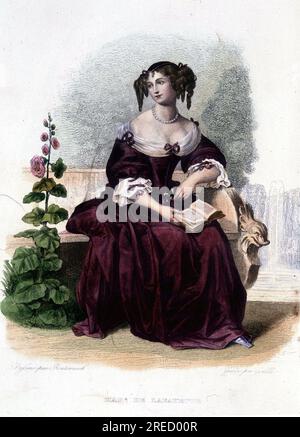 Marie-Madeleine Pioche de la Vergne, comtesse de Lafayette (Madame de la Fayette) (1634-1693), femme de lettres francaise. - In «le Plutarque French», ed. Mennechet, 1844 Foto Stock