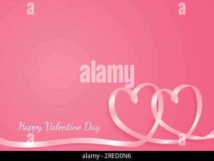 Cuori a forma di nastro rosa, biglietto d'auguri o tema per San Valentino. Illustrazione Vettoriale