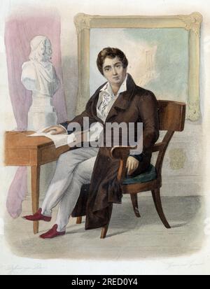 Portrait de Francois-Joseph (Francois Joseph Talma) (1763-1826), comedien il francais. in Ed. Mennechet, 'Le Plutarque francais", 1844 - 1847 Foto Stock