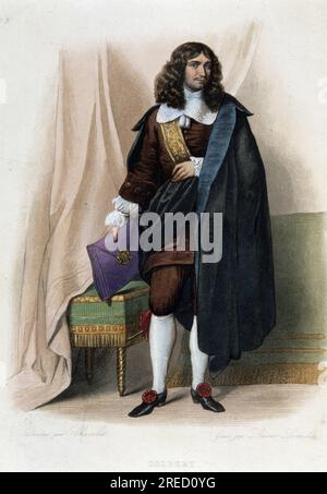 Ritratto di Jean Baptiste (Jean-Baptiste) Colbert (1619-1683), homme d'Etat francais (1619 - 1683) - in "le Plutarque francais", par Mennechet, 1844-47 Foto Stock