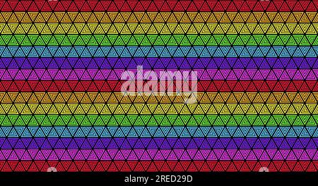 Motivo colore arcobaleno con triangoli. Moderna illustrazione geometrica di sfondo futuristica Foto Stock