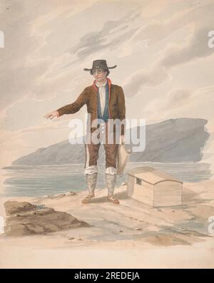 Uomo in piedi sulla riva del mare - Hierro dopo il 1826 di Alfred Diston Foto Stock