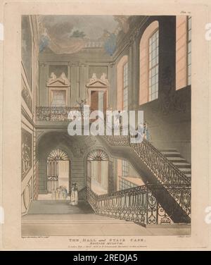 The Hall and Stair Case, British Museum 1808 di John Bluck Foto Stock