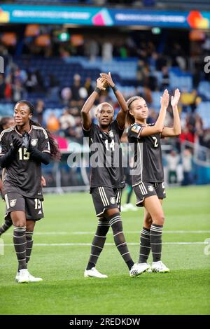 Blackwood Deneisha (14 Giamaica) ringrazia i tifosi durante la partita della Coppa del mondo femminile FIFA 2023 tra Francia e Giamaica al Sydney Football Stadium.punteggio finale Giamaica 0:0 Francia Foto Stock