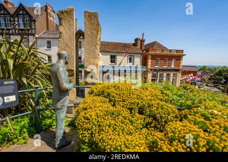 La statua commemorativa di Sir Edward Elgar a Great Malvern Foto Stock