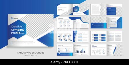 Modello di brochure per il panorama del profilo aziendale aziendale Illustrazione Vettoriale