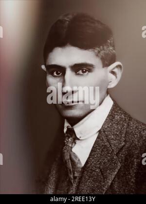 Ritratto di Franz Kafka, 1883 – 1924, romanziere boemo di lingua tedesca, editato digitalmente secondo una fotografia Foto Stock