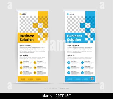 Design creativo del supporto per banner Roll Up Business. Layout di design per striscioni o bandiere per la vendita. Illustrazione Vettoriale