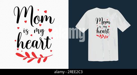 T-shirt mamma per la festa della mamma, cuore, colorata Illustrazione Vettoriale