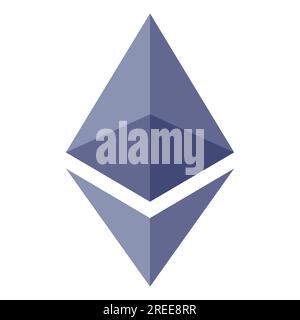 Icona viola Ethereum. Simbolo di criptovaluta. Illustrazione vettoriale isolata su sfondo bianco Illustrazione Vettoriale