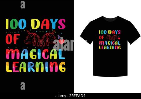 100 giorni di magica maglietta di apprendimento Illustrazione Vettoriale