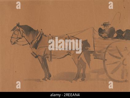 Zia Bee con le sue due nipoti in un Pony Cart 1896 di Joseph Crawhall Foto Stock