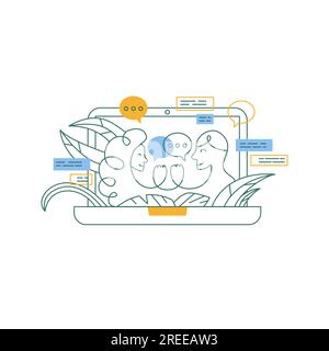 Profilo della chat di persone sul laptop Illustrazione Vettoriale