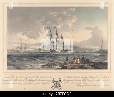 La nave di sua Maestà Britannia lasciò Hamoaze con il Lord High Admiral a bordo intorno al 1840 da Louis Haghe Foto Stock