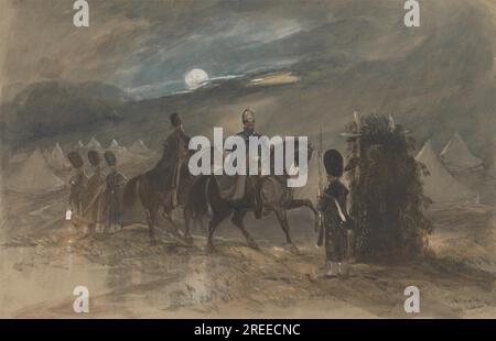 Campo a Chobham, 1853 con ufficiali e Sentry 1853 di George Bryant Campion Foto Stock