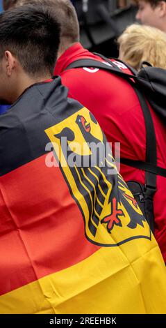 Giovani con la maglia rossa della Germania, Olimpiadi speciali, Berlino, Germania Foto Stock