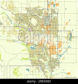 Mappa vettoriale della città di Calgary, Alberta, Canada Illustrazione Vettoriale