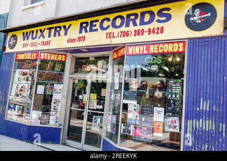 Athens Georgia,Wuxtry Records,nastri vinilici CD musica,negozio commerciale,mercato mercato,vendita acquisto,shopping,esterno,edificio Foto Stock