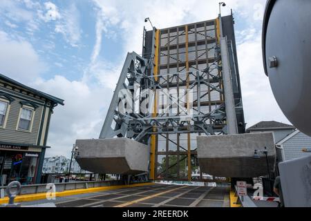 Mystic River Bascule Bridge a Mystic, Connecticut Foto Stock