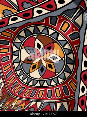 Composizione dello sfondo dell'arte tribale, illustrazione vettoriale Foto Stock