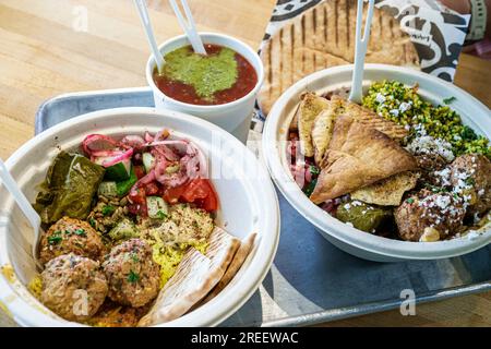 Asheville North Carolina, Baba Nahm - cucina di strada mediorientale, ristorante, ristorante, ristorante e ristorante, caffetteria informale, bistrot, affari, pranzo, anguria, ga Foto Stock