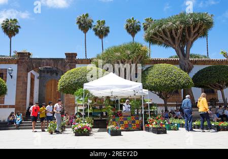 Zona pedonale Calle Iglesia Chica a Teror, Provincia di Las Palmas, Gran Canaria, Isole Canarie, Spagna Foto Stock