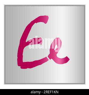 Lettera e stilizzata dell'alfabeto su sfondo argento con ombra Illustrazione Vettoriale