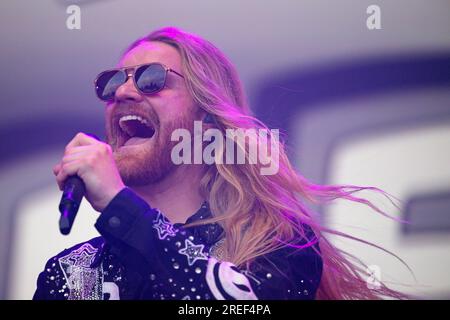 Sam Ryder sul palco del Belladrum, Tartan Heart Music Festival Foto Stock