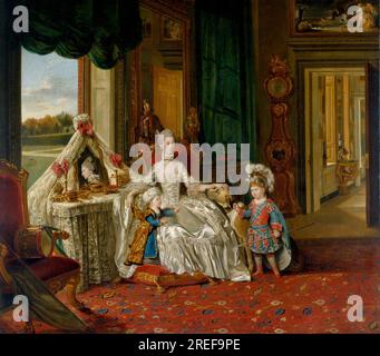 Regina Carlotta (1744-1818) con i suoi due figli maggiori 1765 di Johann Zoffany Foto Stock