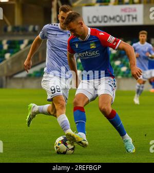 Linfield giocatore Matthew Fitzpatrick - Linfield vs Pogoń Szczecin, UEFA Europa Conference League, giovedì 27 luglio 2023, Windsor Park Belfast Foto Stock