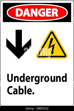 Cartello di pericolo, segnale del cavo sotterraneo Illustrazione Vettoriale