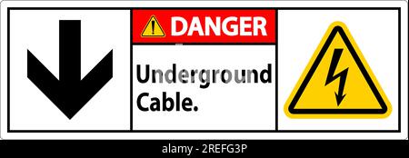 Cartello di pericolo, segnale del cavo sotterraneo Illustrazione Vettoriale