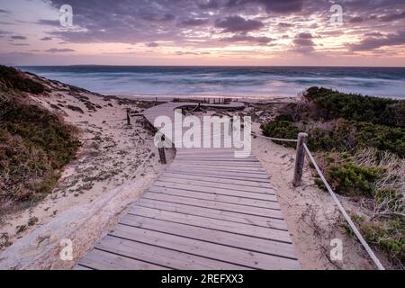 Spiaggia di Llevant, Formentera, Isole Pitiusas, Comunità Baleari, Spagna Foto Stock