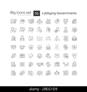 Set di icone nere personalizzabili per lobbying del governo Illustrazione Vettoriale