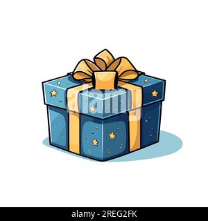 Scatole regalo vettoriali con nastri di colori diversi. Casella regalo realistica nella vista frontale, isolata su sfondo bianco. Illustrazione Vettoriale