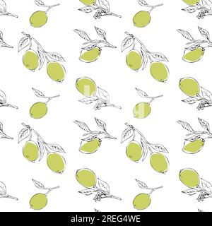 pattern con limoni e foglie, texture senza cuciture Illustrazione Vettoriale