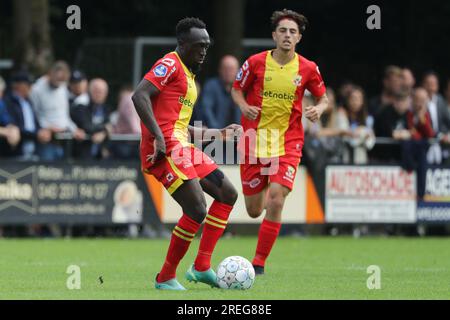 Twello, Paesi Bassi. 23 luglio 2023. TWELLO, PAESI BASSI - 23 LUGLIO: Bobby Adekanye dei Go Ahead Eagles durante la partita amichevole di pre-stagione tra Go Ahead Eagles e Mamelodi Sundowns allo Sportpark De Laene il 23 luglio 2023 a Twello, Paesi Bassi (foto di Henny Meyerink/BSR Agency) credito: BSR Agency/Alamy Live News Foto Stock