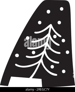 Visualizzare l'alfabeto dei font vettoriali natalizi invernali, lettera A. Caratteri maiuscoli scandinavi abc elemento per social media, web design, poster, banner Illustrazione Vettoriale