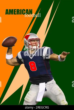 Immagine del giocatore di calcio americano. Poster. Illustrazione del vettore 3D Illustrazione Vettoriale