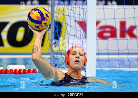 Fukuoka, Giappone. 28 luglio 2023. FUKUOKA, GIAPPONE - LUGLIO 28: Laura Aarts dei Paesi Bassi durante la partita di pallanuoto femminile tra Italia e Paesi Bassi il giorno 15 dei Campionati mondiali di acquacoltura 2023 di Fukuoka alla Marine Messe Fukuoka Hall B il 28 luglio 2023 a Fukuoka, Giappone. (Foto di Pablo Morano/Agenzia BSR) credito: Agenzia BSR/Alamy Live News Foto Stock